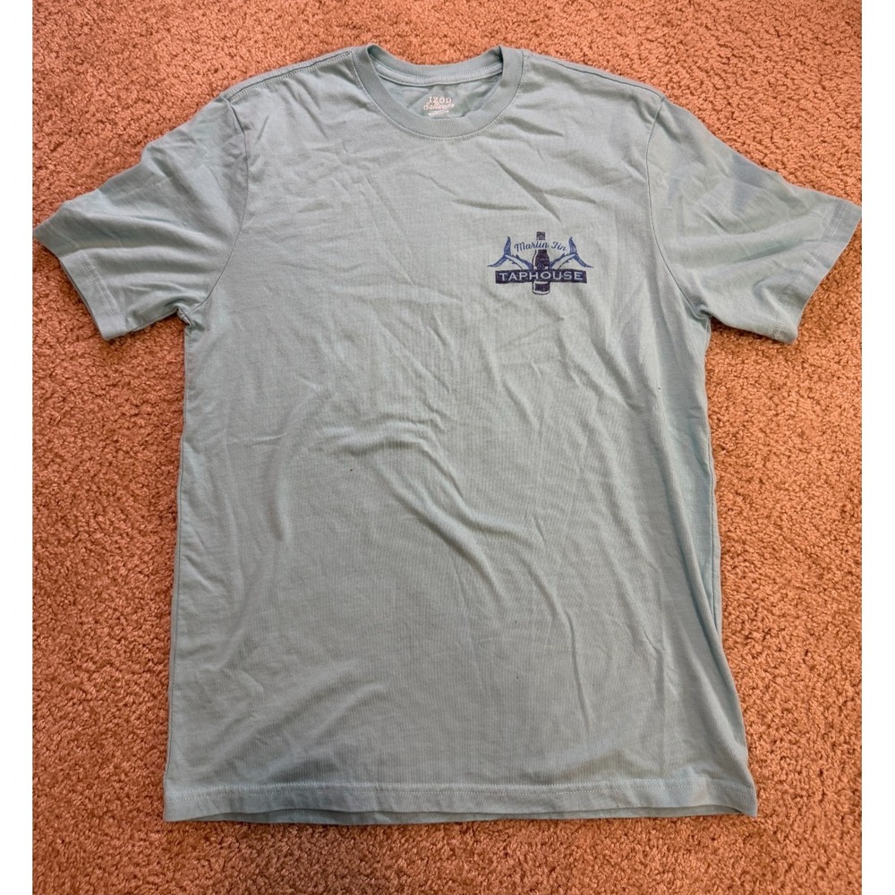 Izod Saltwater Size Medium Men's Tap house Green/Blue Graphic Tee